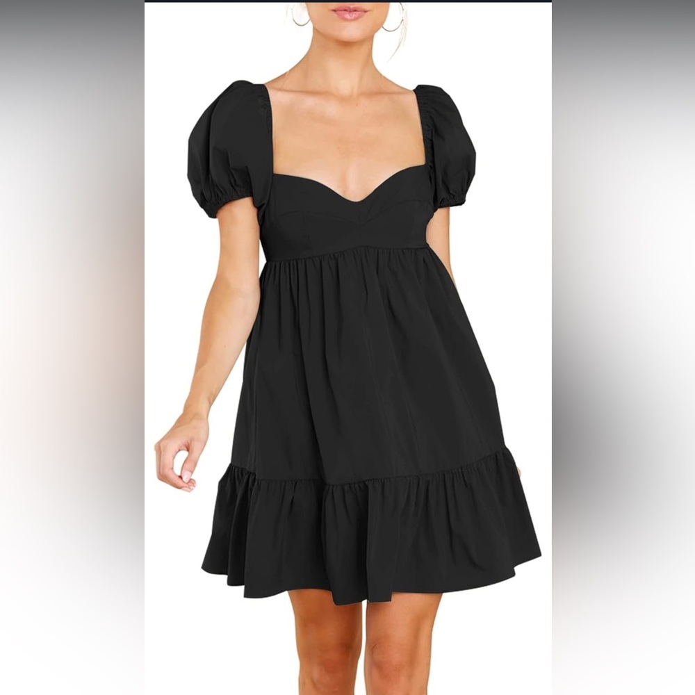 Black Puff Sleeve Dress - XL